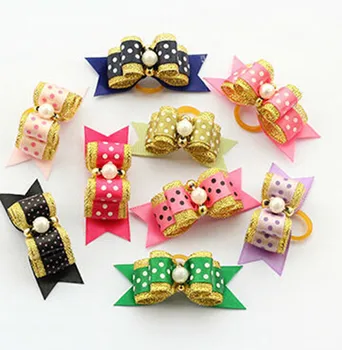 

Wholesale Pet Supplies Product Handmade Dog Grooming Pet Hair Bows Doggie Boutique Mixture Colors Hot Sale 50PCS/LOT