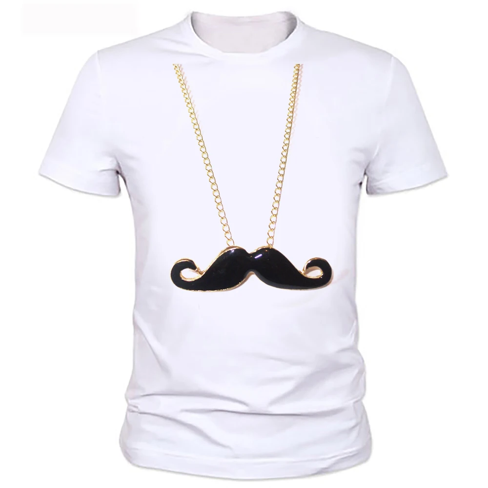 

MOUSTACHE Print men T-shirt Casual Shirt White Top Tee Big Size Hipster moustache man's printed t-shirts 52#