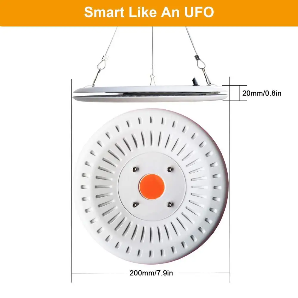 COB светодиодный светильник для выращивания растений, 50 Вт, полный спектр, лампа для выращивания растений НЛО, водонепроницаемая, IP67, для выращивания овощей, цветов, гидропоники, теплицы