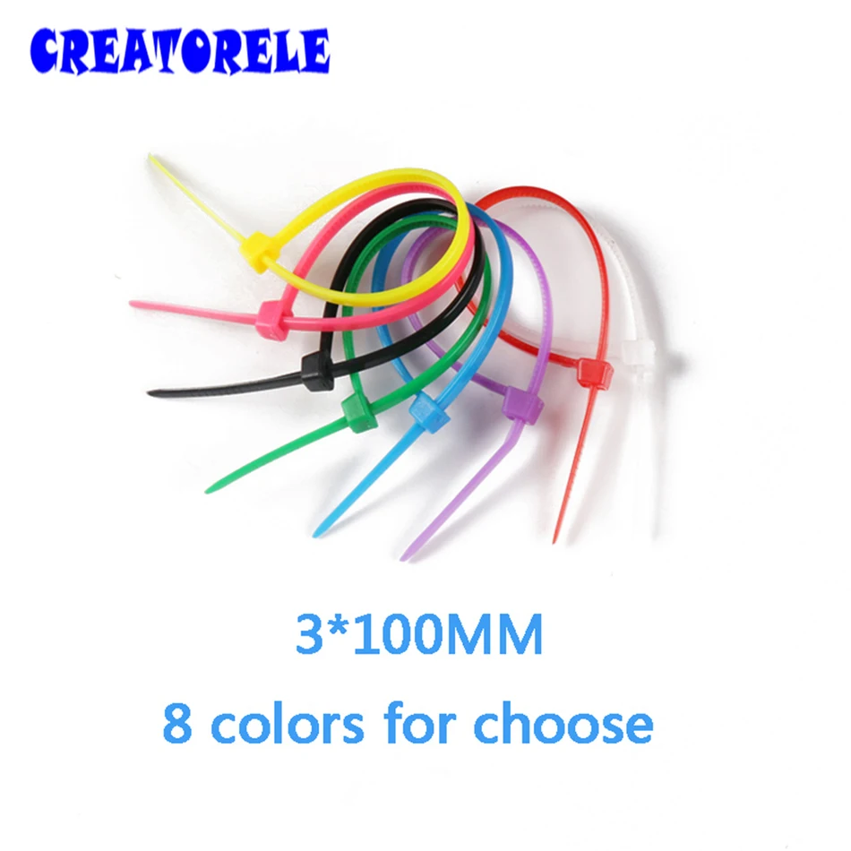 

3*100 mm 100PCS/Bag and 8 colors for choose Colorful velcro nylon cable ties cable wire tie plastic tie zip ties free shipping
