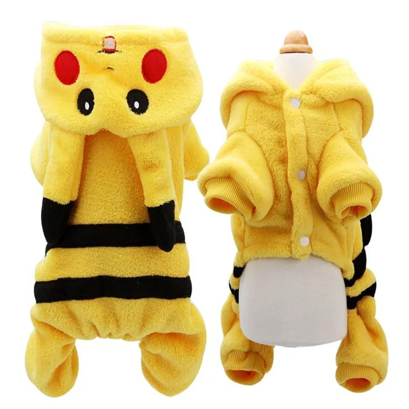 Pet Clothes Dog Pikachu Yellow Sweater Hoodie Cat Coat Puppy Apparel Costume M 