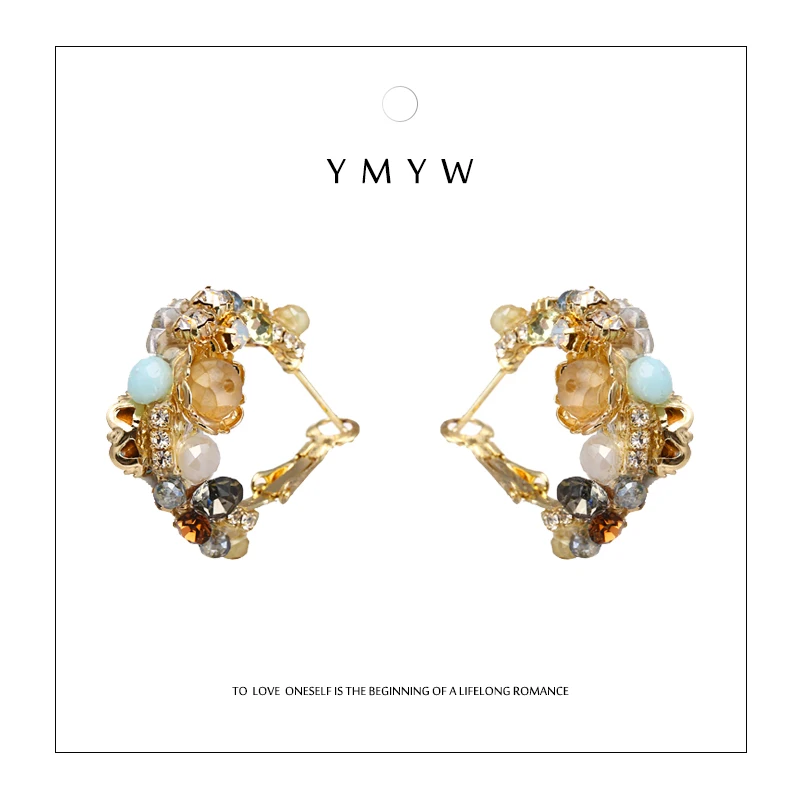 YMYW роскошные изысканные серьги-гвоздики из горного хрусталя, медные массивные металлические серьги для женщин, вечерние ювелирные изделия, Букле д 'ореиль