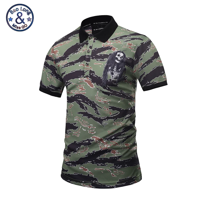 

Brand Clothing New Designed Camouflage POLO Shirts Men Summer Tops 3D Shirts Print Skulls Graphic 3D Short Sleeve Polo Shirts