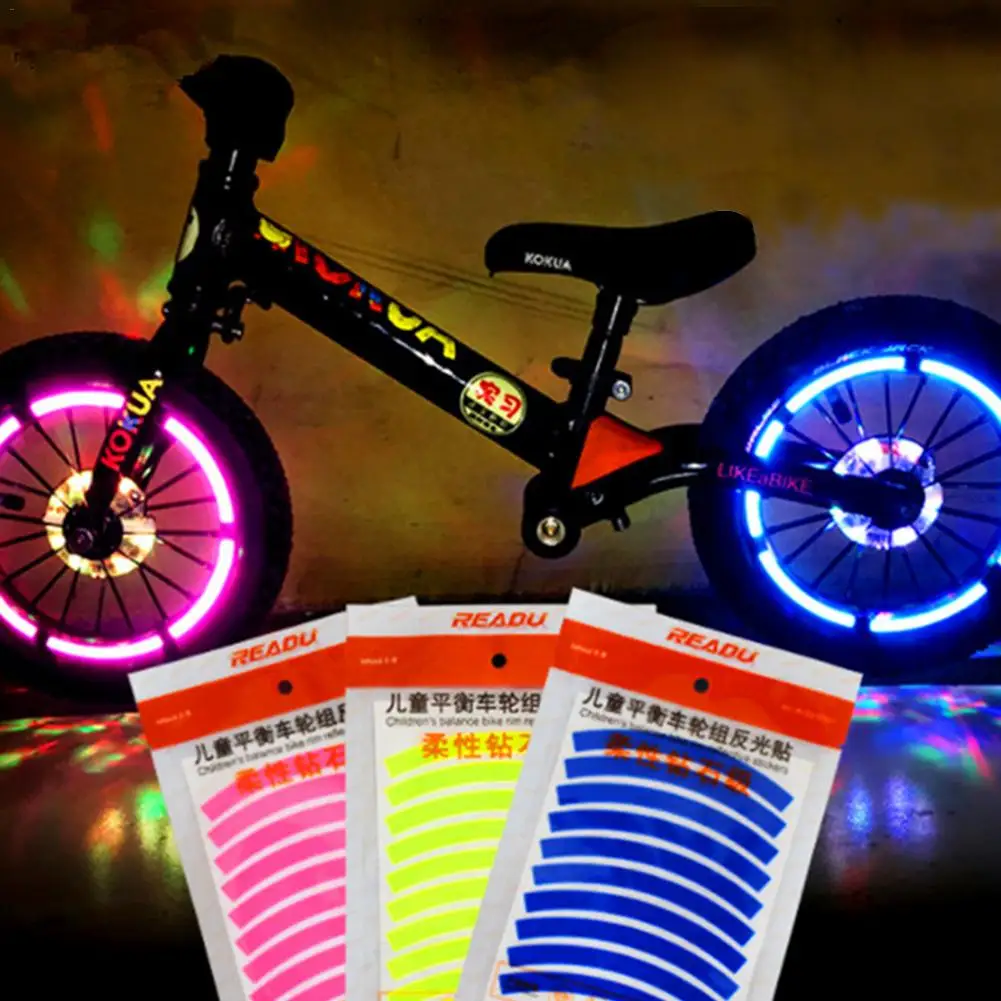 Children's Balance Bike Wheel Reflector Multi-Color Bright Reflective Tape Safety Strips Reflective Decoration Bicycle Stickers