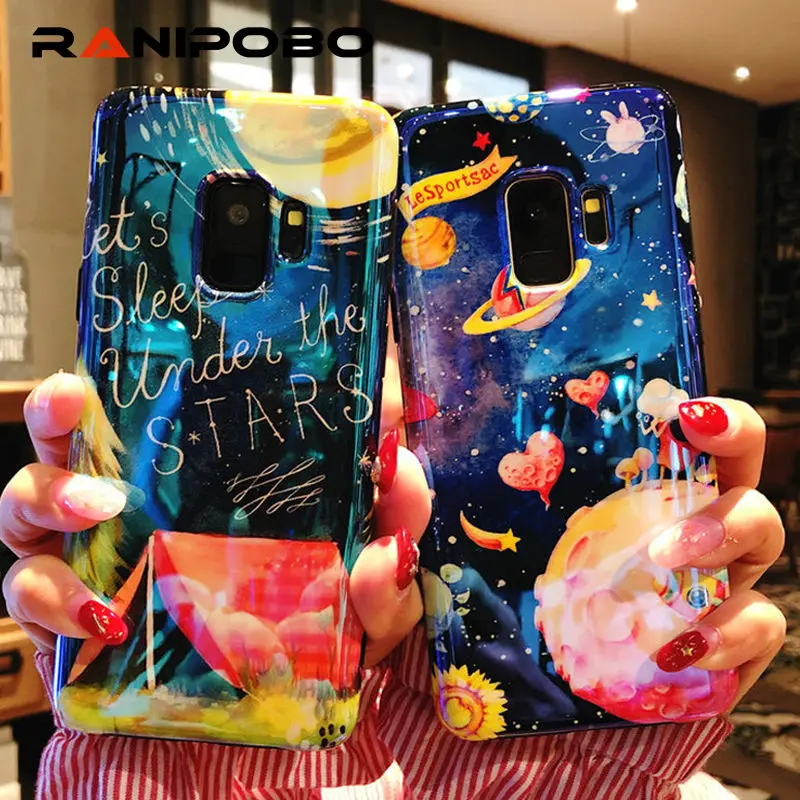 

Blu-Ray Starry Space universe Planet phone Cases for Samsung Galaxy S7edge S8 S8Plus S9 S9Plus Note 8 soft silicon back cover