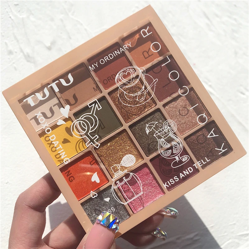 16 цветов Мерцающая матовая палитра теней для макияжа Pallete Красота Блеск Тени для век Палитра для пигментов Обнаженная Дымчатая водостойкая косметика