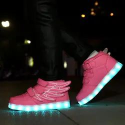 Детская обувь светящиеся кроссовки светодиодные тапочки корзина светодиодные Детские светящиеся кроссовки детские светящиеся кроссовки