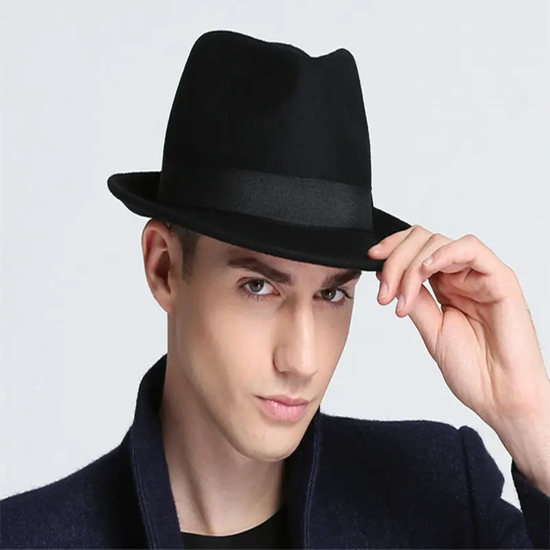 Винтажный Herren Damen Hart Filz Kappe breite Krempe Fedora Trilby Панама Федора Трилби Панама Шляпа Гангстера Новинка