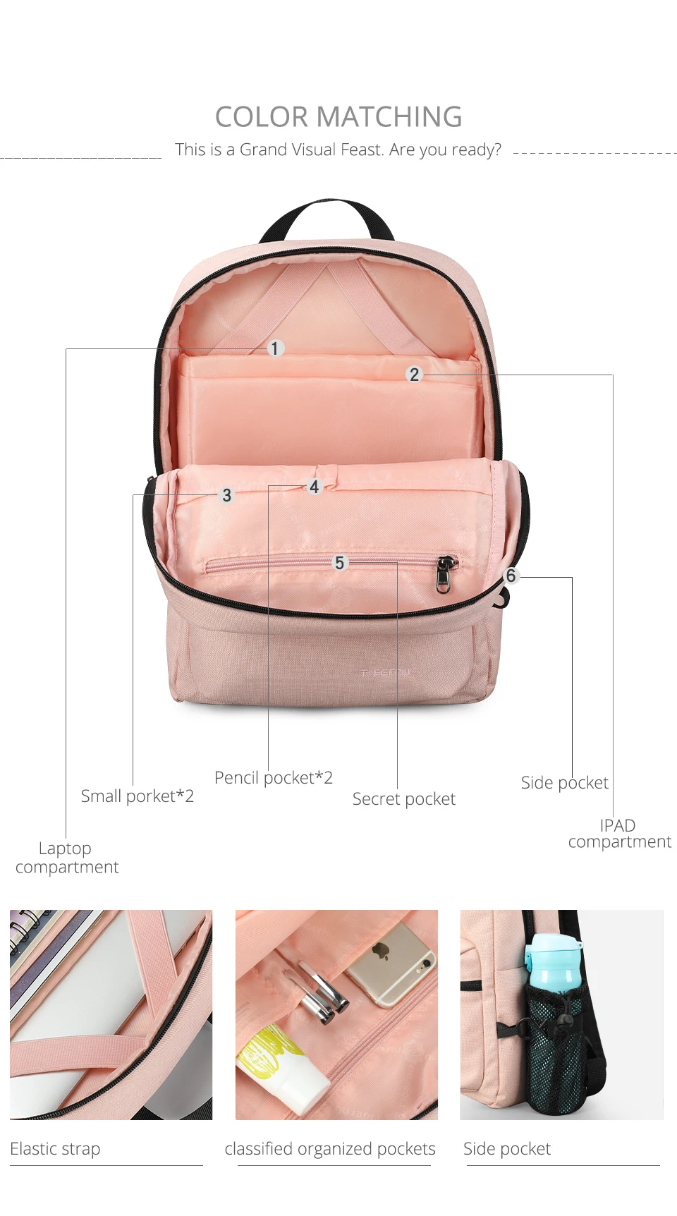 Chegada para Mulheres Bolsas de Luz Suave para as Meninas de Viagem Tigernu Nova Rosa Alta Qualidade Mochilas Escolares Bolsas Femininas Casuais Encantadoras 10 Bolsas e Malas