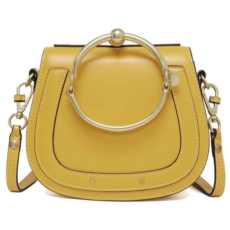 Модная круглая сумка с аппликацией, женская кожаная сумка через плечо, Женская винтажная сумка с клапаном - Цвет: Цвет: желтый