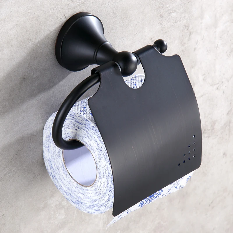 Luxury Black Toilet Paper Holders Bronze Roll Paper Solid Brass Toilet