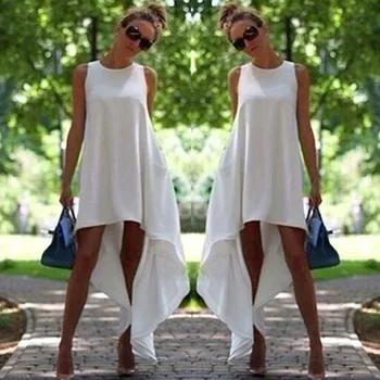 Stylish Summer Women dress Boho round neck sleeveless solid Evening Party Ladies Casual Polyester Beach Dresses one pieces stylish round neck sleeveless ethnic print spliced women s maxi dress