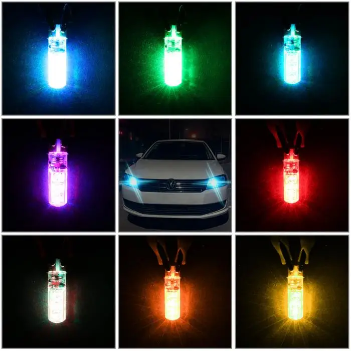 1 пара T10 RGB украшение интерьера автомобиля Ширина Светодиодная лампа с дистанционным управлением Управление 12 V 6 SMD Авто Атмосфера лампы@ 8