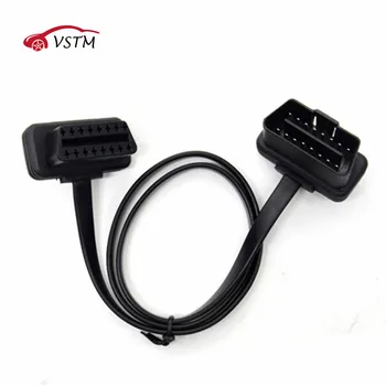 

100cm 60cm Flat Thin As Noodle OBD2 OBDII OBD 16Pin ELM327 Male To Female Elbow Extension Cable Diagnostic Scanner Connector