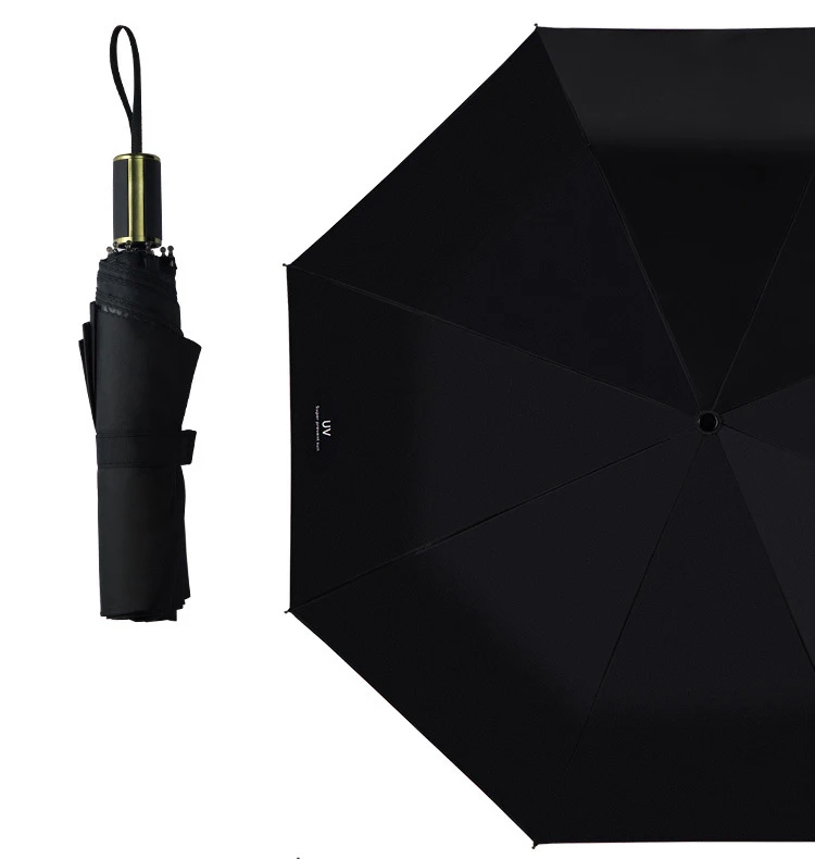 Креативный простой зонт, трехскладной, неавтоматический, сплошной цвет, 8 костей, Зонт от дождя для женщин и мужчин в солнечном и дождливом стиле