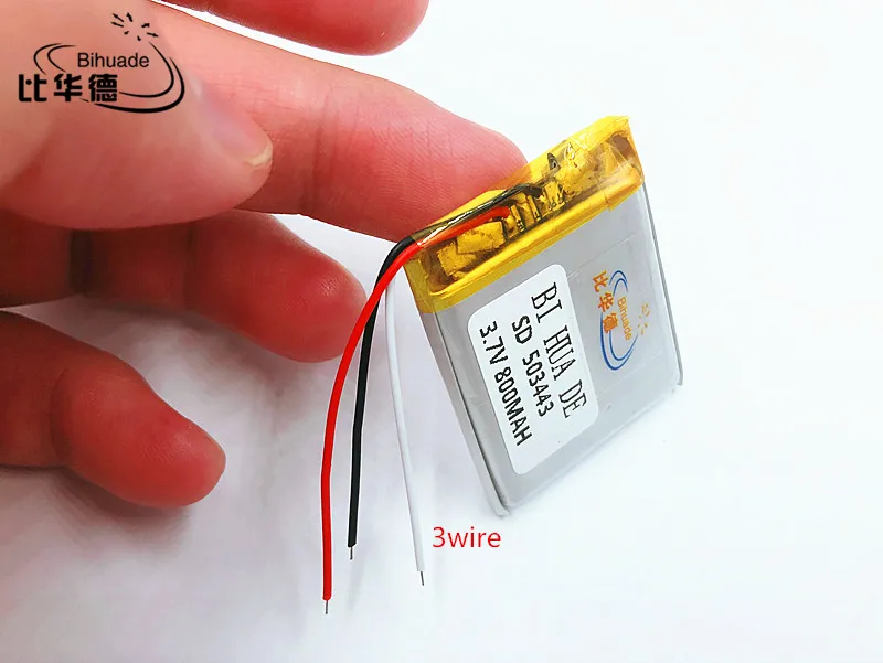 Литий-полимерная батарея Li-Po 3 провода 503443 3,7 в 800 мАч с защитной панелью для gps планшетных ПК цифровых продуктов