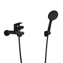 Европейский меди ванной кран горячей и холодной душ тройной кран для ванной простой черный душ в стене