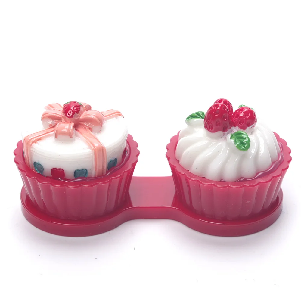 

Cartoon Cute Cream Cake Glasses Double Contact Lenses Box Contact Lens Case For Eyes Care Kit Holder Container Gift 6 color