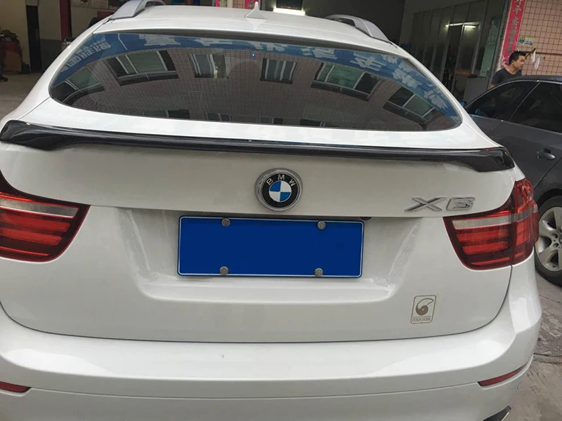 Для BMW X6 E71 2008 2009 2010 2011 2012 2013 углеродного волокна заднее крыло высокое качество X6 W71 спойлер из углеродного волокна