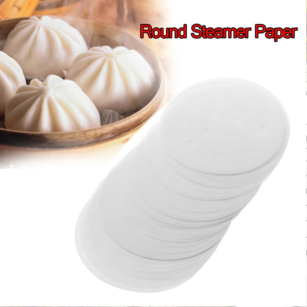 

New 50pcs Bamboo Basket Steamer Paper Kitchen Cooking Dim Sum Paper Under Steam Mat Round Non Stick Steamer Paper High Quality
