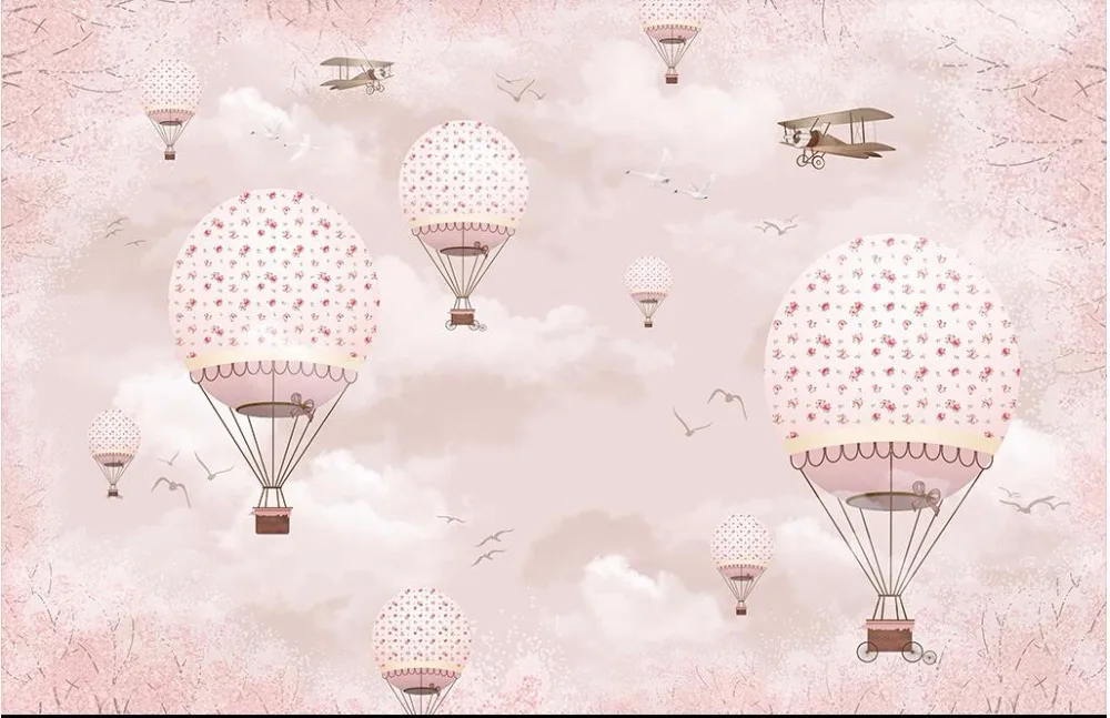 Обои beibehang на заказ росписи личности розовый мультфильм воздушный шар Детская стена 3d обои papel де parede