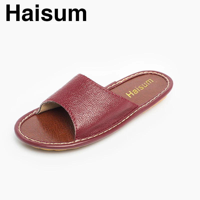 

Ladies Slippers Spring And Summer genuine Leather Home Indoor Slip Non-slip Slippers 2018 New Hot Haisum H-8802