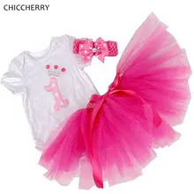 Детские комплекты с юбкой-пачкой для первого дня рождения с короной розовый комбинезон для маленьких девочек, юбка-пачка комплект с повязкой на голову, Детские комплекты с юбкой-пачкой из 3 предметов для новорожденных девочек