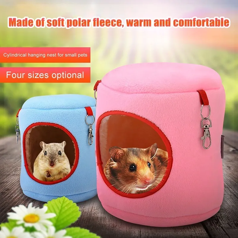 

New Hamster Cage House Cylindrical Hanging Nest Cute Hammock Cotton Bed For Small Pets Hamsters Squirrel Guinea Pigs Chinchillas