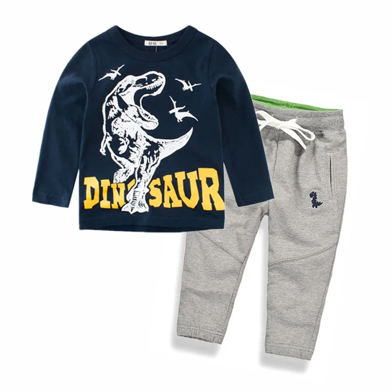 

2019 Autumn Boys Clothes Dinosaur Cotton Long Sleeve T-shirts and Pants Children's Clothing 2 3 4 5 6 7 8 Years Kids Clothes Set