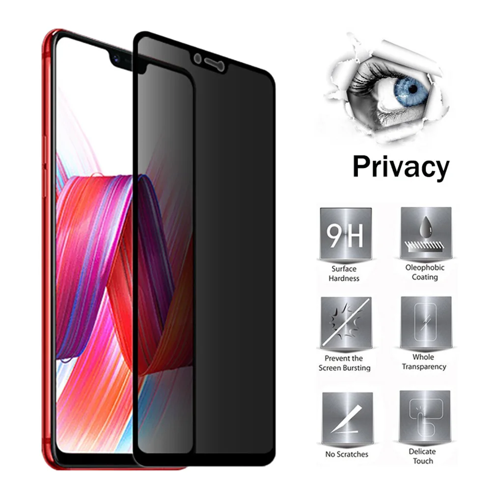 

2.5D Full Cover Privacy Anti Peeping Glass For OPPO R9S R11 R11S PLUS R15 R15X R17 R17 PRO K1 F9 PRO Protection Screen Protector