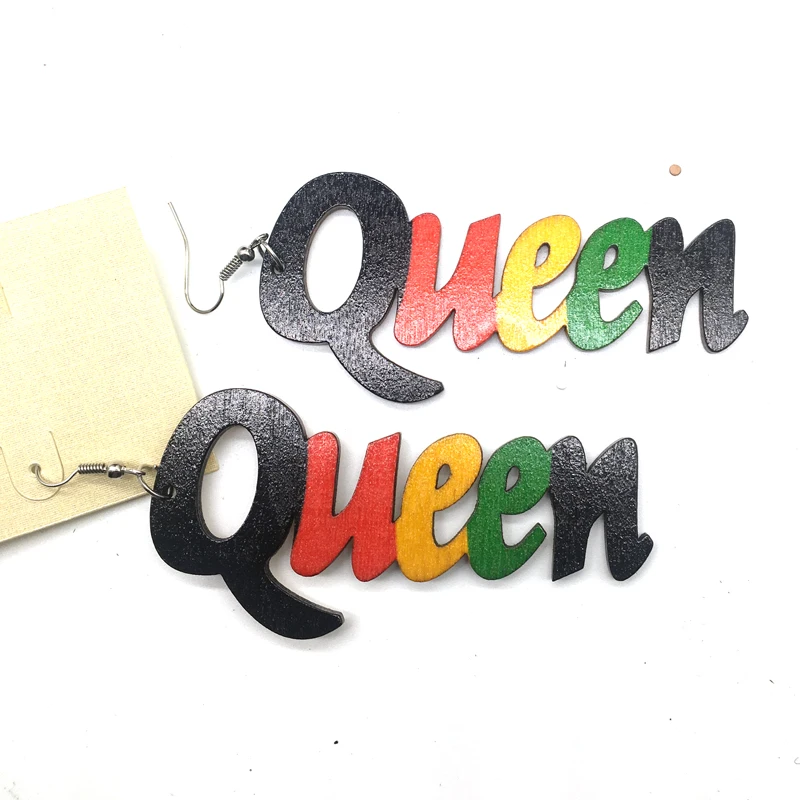 

Free Shipping! Printing Queen Wooden Earrings