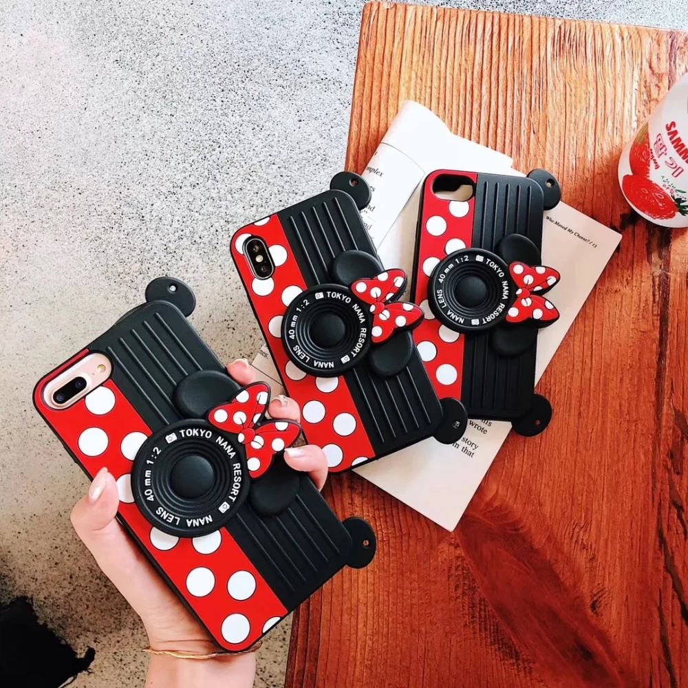 Case Cover for iPhone X 7 8 Plus with Ring buckles Silicone 6 XS Max Cartoon Camera Phone |