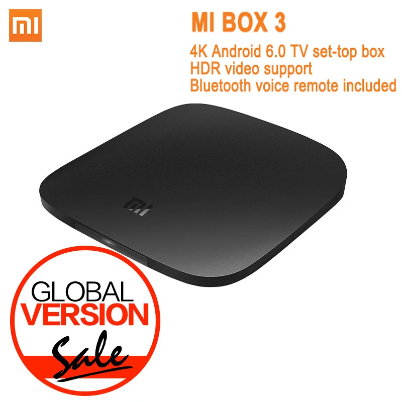 Global Version Xiaomi Mi TV Box 3 Android 6 0 Smart 4K Quad Core HD