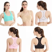 Women Workout Stretch Tank Top Yoga Padded Bra Top Racerback Sports Bra J2 racerback tank top