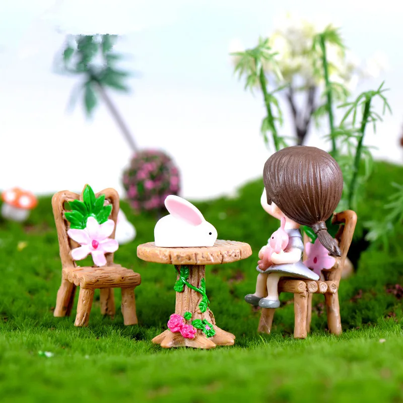 

3 Pcs Small Artificial Desk and Table for Miniatures Fairy Garden Decorations