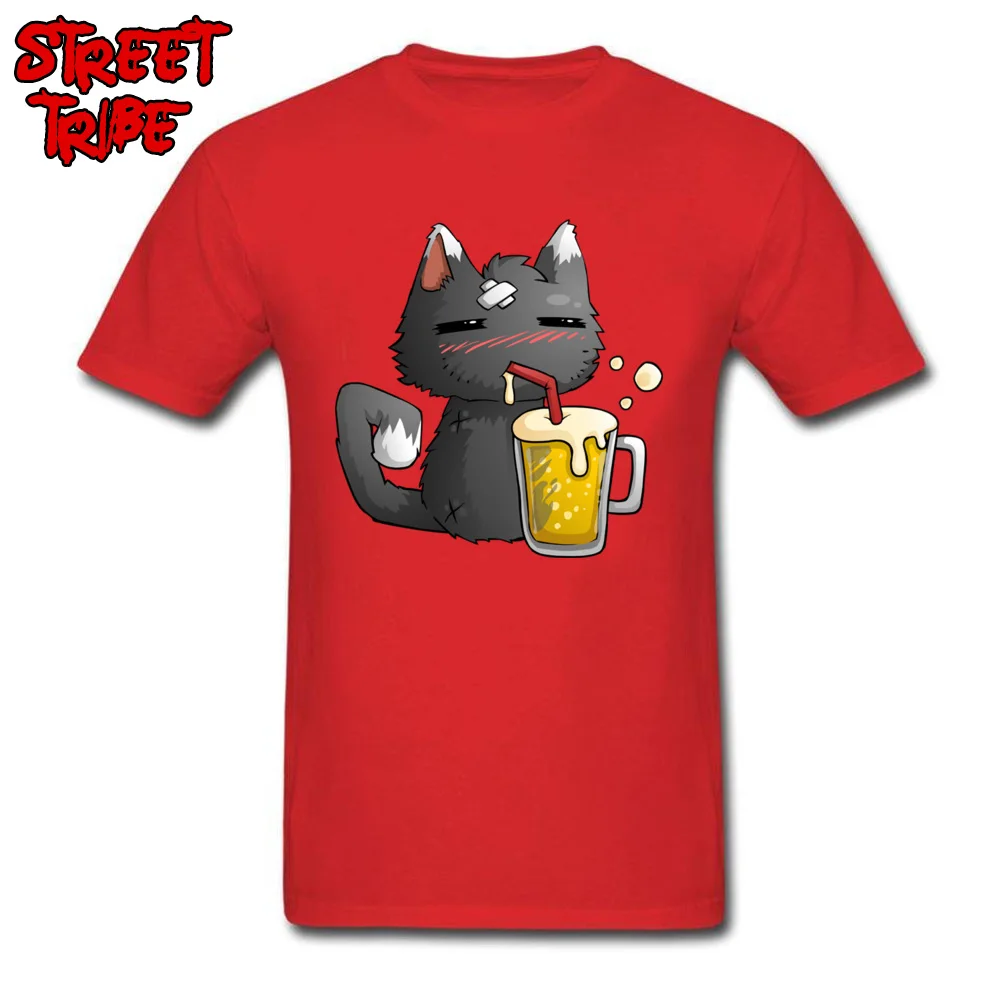Europe Crew Neck T Shirt Summer Tops & Tees Short Sleeve Family 100% Cotton Slim Fit Tops T Shirt Printed Men's beer cat team fortress 2 ale game red