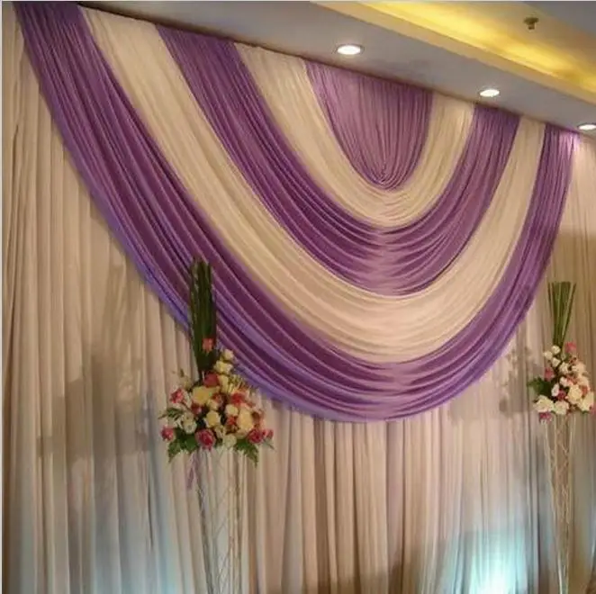 10x20ft white and purple backdrop drapes curtain swag for wedding decoration