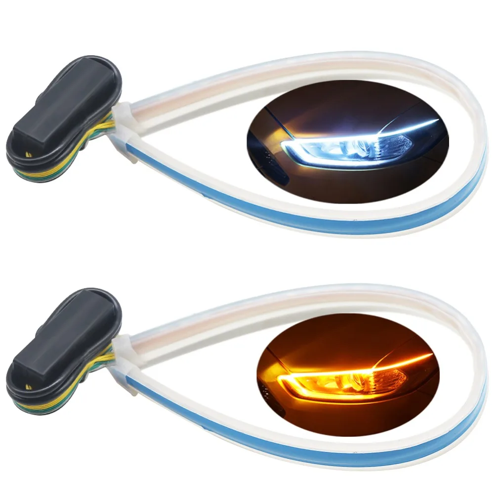 2X 30/45/60cm LED Strip Flexible Light Car Soft Tube 5W DRL Strips For