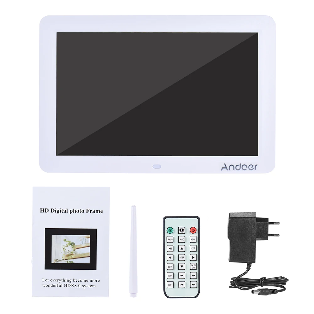 Andoer 1" HD светодиодный электронный цифровой фоторамка 1280*800 с пультом дистанционного управления с часами Календарь MP3 MP4 функция видеоплеера