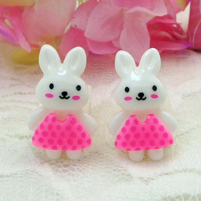 

100pcs/lot flat back resin lovely kawaii standing rabbit Scrapbook Embellishment DIY Phone Decoration 14*23mm