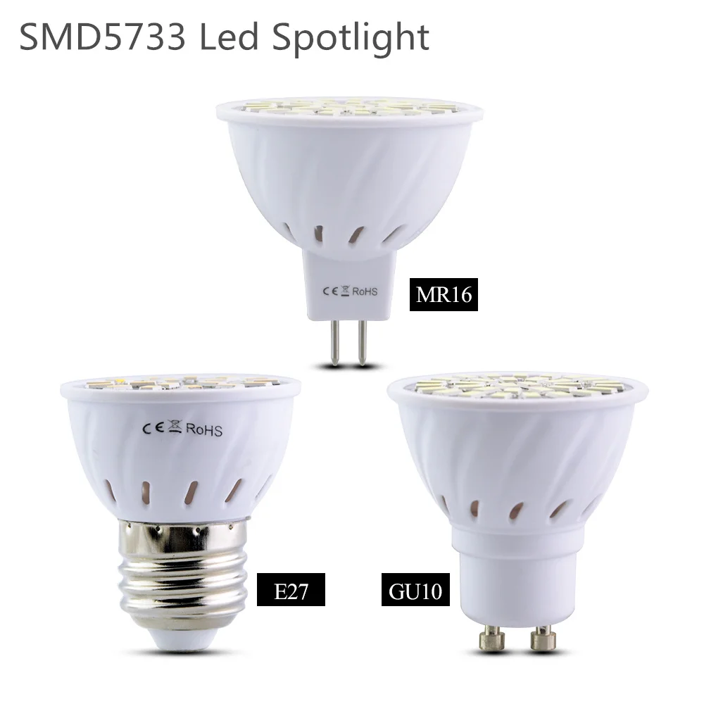 MR16 GU10 E27 светодиодный светильник точечный SMD 5733 энергосберегающий 4 Вт 6 8 110 В 220