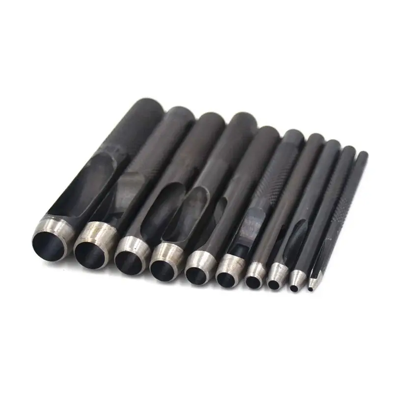

10pcs Round Steel Leather Craft Hollow Hole Punch 1mm to 10mm for Leather Belt Watch Band Gasket