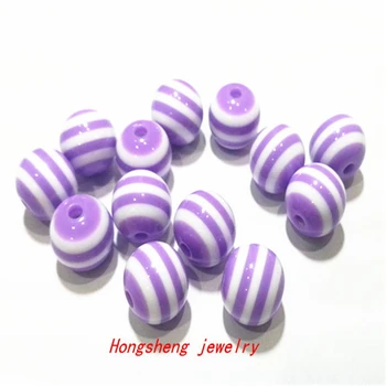 

(choose size) 12mm/16mm purple color chunky Resin Stripe Beads For Chunky Necklace Fashion jewelry, Free shipping!
