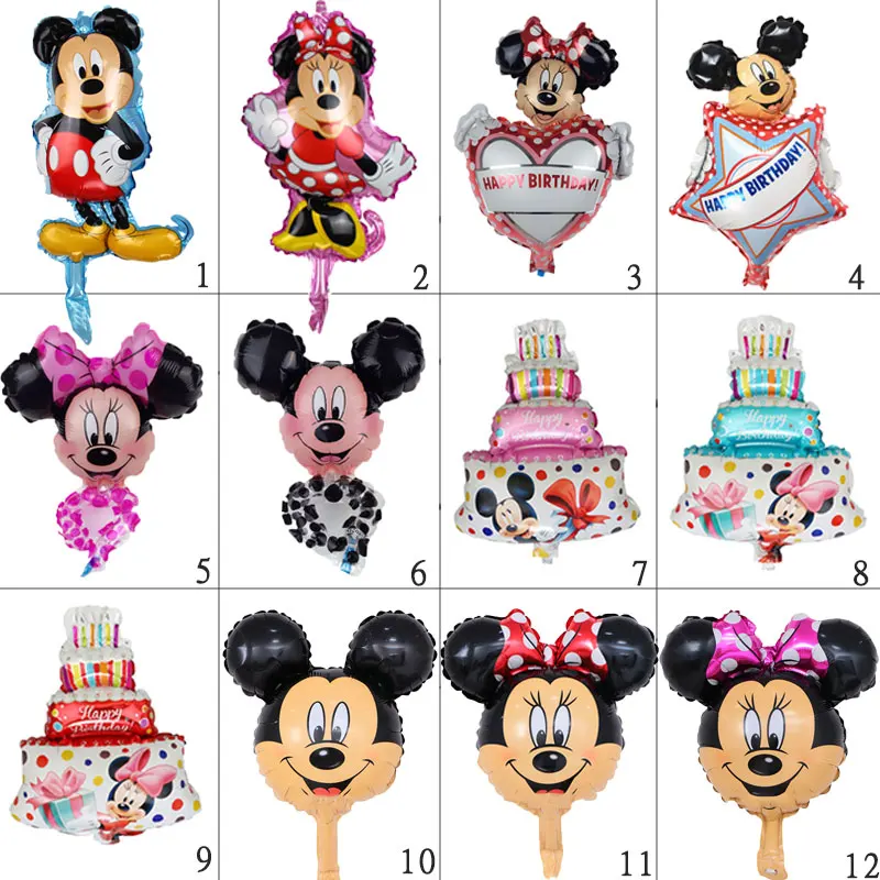 

1pcs Mini Cartoon Animal Mickey Minnie Aluminum foil Balloons Child Birthday Party Wedding Decor Children's Toys air balloon