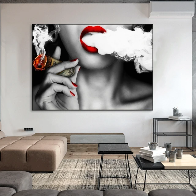Sexy Girl Smoking A Cigar Posters And Prints Red Lips Wall Art Canvas Prints Modern Pop Sexy Girl Smoking A Cigar Posters And Prints Red Lips Wall Art Canvas Prints Modern Pop