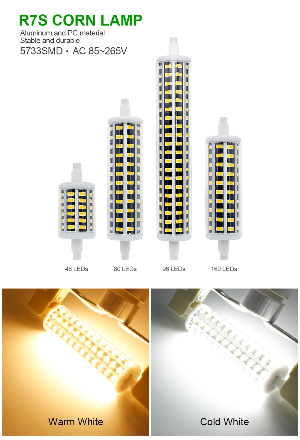 Высокая мощность Bombillas SMD 5730 затемнения R7S светодиодный светильник Кукурузы 78 мм 118 мм 135 мм 189 мм свет SMD5733 лампа 8 Вт 15 Вт 20 Вт 30 Вт AC 85-265 в