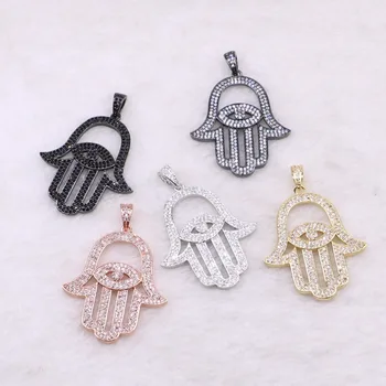 

5 pieces hand shape pendants charm wholesale jewelry necklace pendants micro paved mix color custom jewelry pendants beads 3512