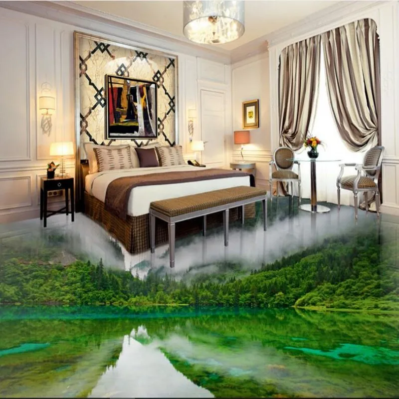 

beibehang Custom large fresco landscape landscape 3D floor thickening waterproof wear pvc environmental plastic film