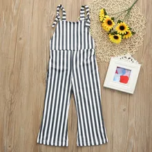 Летние комбинезоны для девочек, для детей ясельного возраста Одежда для детей; малышей; девочек полосатый сарафан Рабочий Комбинезон, костюм, брюки, одежда Комбинезоны для маленьких детей V24
