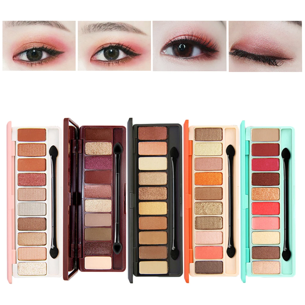 

10 Colors Eyeshadow Palette Glitter Matte Pearlescent Earthy Colours Eye Makeup Shimmer Powder Coloration Long Lasting TSLM2